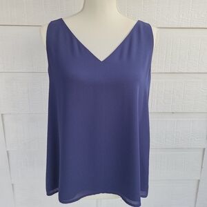 Express Royal Blue Strappy Back Cami Tank Top V-Neck Flowy Sleeveless Size M